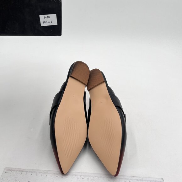 FOWT Black Buckle Pointed Toe Backless Loafers Driving Office Outdoor Work Shoes - Picture 6 of 7